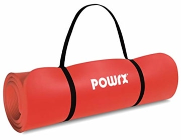POWRX Gymnastikmatte Premium inkl. Trageband + Tasche + Übungsposter GRATIS I Hautfreundliche Fitnessmatte Phthalatfrei 190 x 60, 80 oder 100 x 1.5 cm I versch. Farben Yogamatte (Rot, 190 x 100 x 1.5 cm) - 2