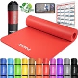 POWRX Gymnastikmatte Premium inkl. Trageband + Tasche + Übungsposter GRATIS I Hautfreundliche Fitnessmatte Phthalatfrei 190 x 60, 80 oder 100 x 1.5 cm I versch. Farben Yogamatte (Rot, 190 x 100 x 1.5 cm) - 1