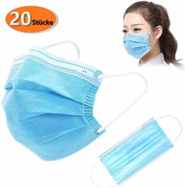 Srotek Mundschutz Maske 20 Packungen 3-lagiges Gesichtsmaske Mundschutz - 1