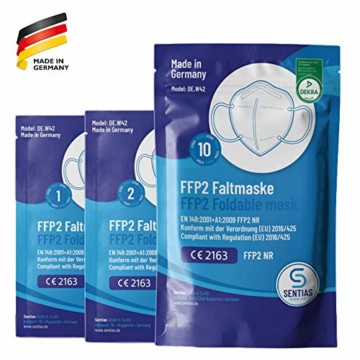 FFP2 Maske in Deutschland hergestellt - DEKRA zertifizierte Atemschutzmaske mit 98% Filterwirkung – EN 149 geprüft, 4-lagig, kein KN95-10 Stück - 3