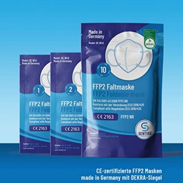 FFP2 Maske in Deutschland hergestellt - DEKRA zertifizierte Atemschutzmaske mit 98% Filterwirkung – EN 149 geprüft, 4-lagig, kein KN95-10 Stück - 4