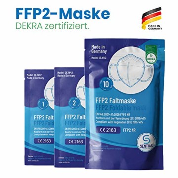 FFP2 Maske in Deutschland hergestellt - DEKRA zertifizierte Atemschutzmaske mit 98% Filterwirkung – EN 149 geprüft, 4-lagig, kein KN95-10 Stück - 5